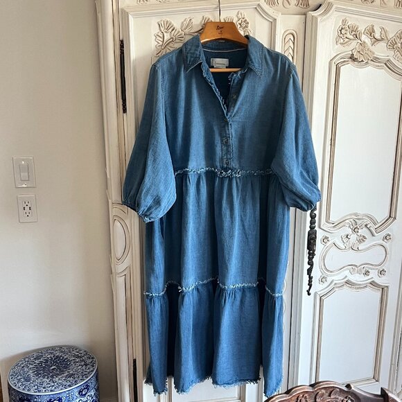 Anthropologie 2x very soft button front maxi denim drews - Picture 1 of 3